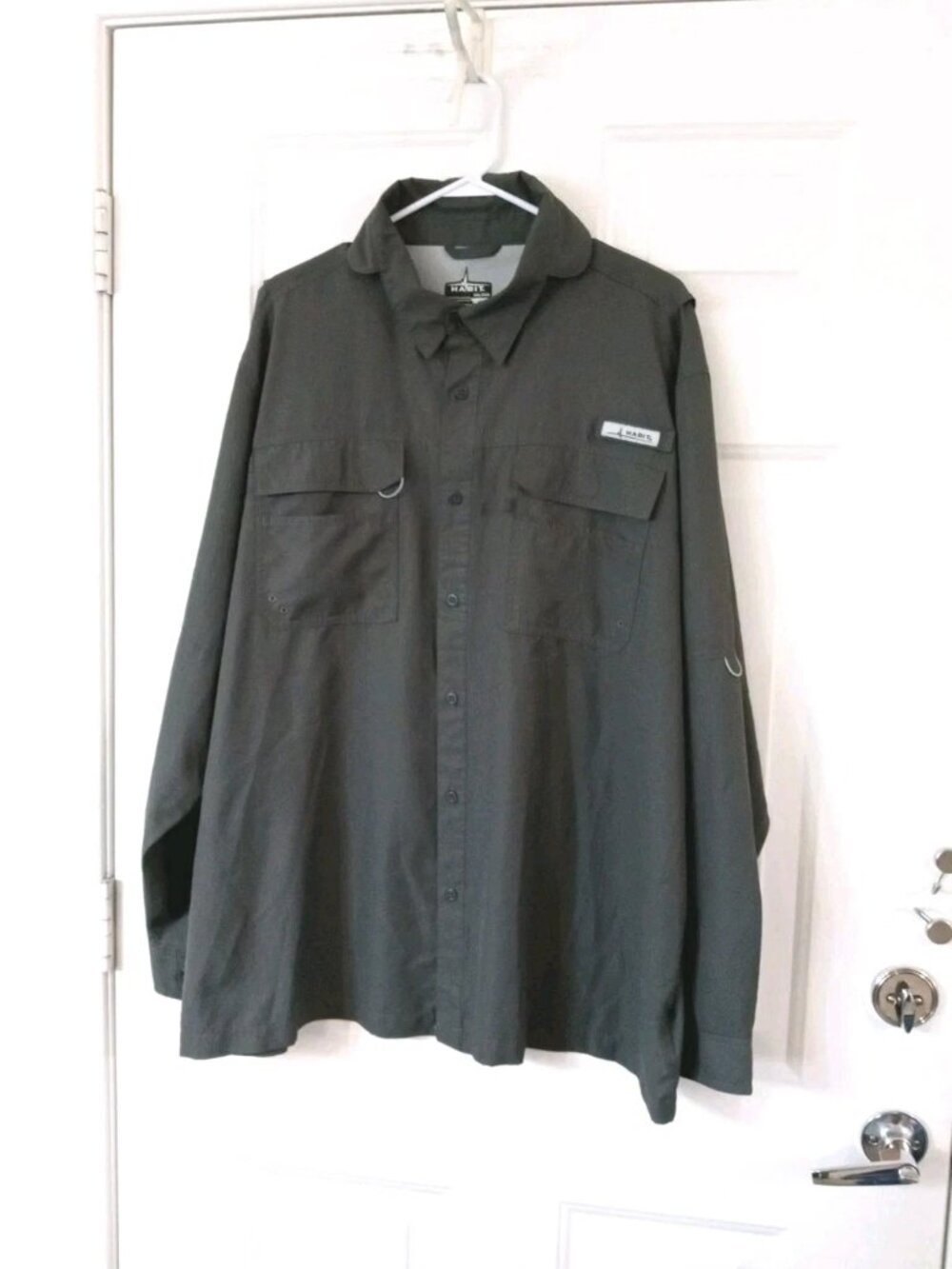 Habit Men's 2XL Long Sleeve Dark Gray Vented Fishing Shirt Solar Factor 40+
